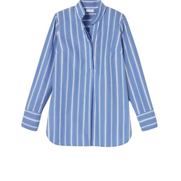 J. Jill NWT Stand-Collar Tunic. Cobalt‎ blue/white stripe LP. - Picture 4 of 8